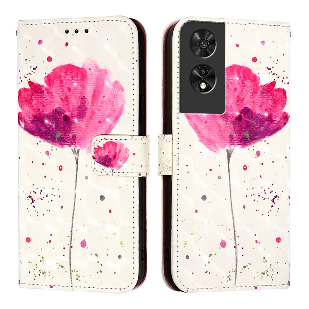 TCL 505 Leather Flip Phone Case with 3D Painted Design, Card Holder, Wallet & Stand Function - Durable Protection & Easy Access