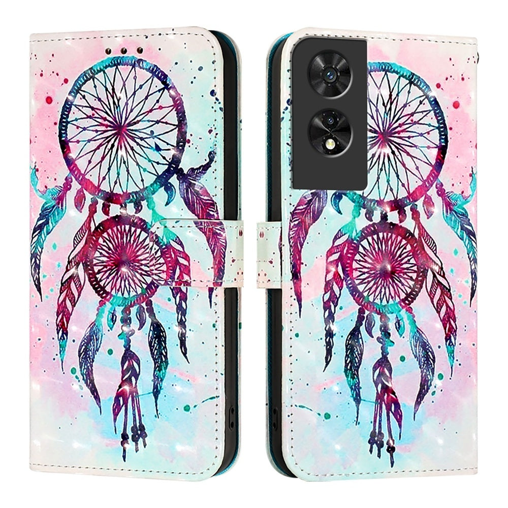 TCL 505 Leather Flip Phone Case with 3D Painted Design, Card Holder, Wallet & Stand Function - Durable Protection & Easy Access