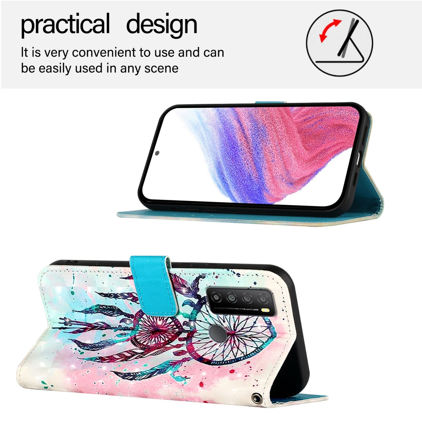 TCL 30 XL T701DL Leather Flip Phone Case with 3D Painted Design, Card Holder, Wallet & Stand Function - Durable Protection & Easy Access