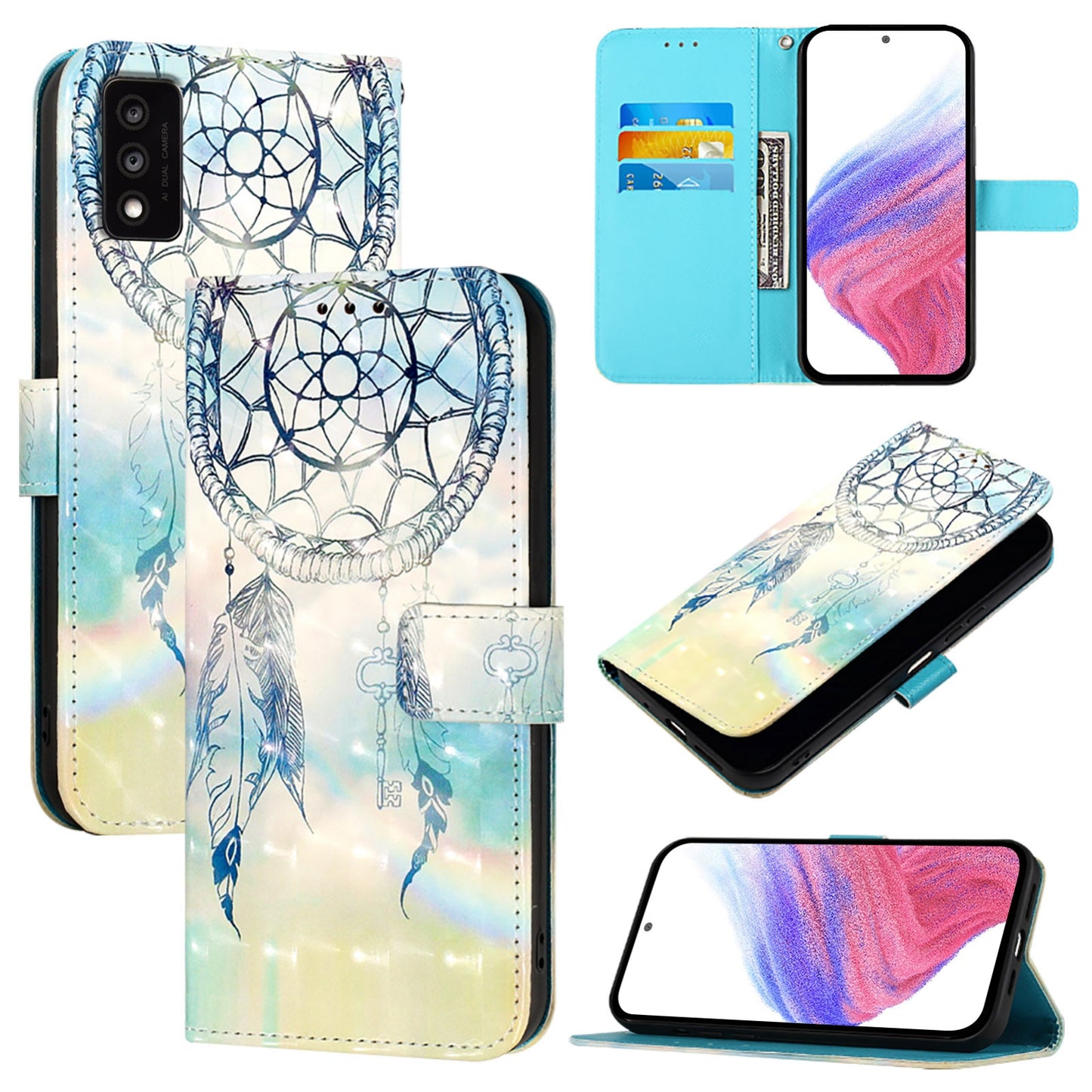 TCL 30T T603DL Leather Flip Phone Case with 3D Painted Design, Card Holder, Wallet & Stand Function - Durable Protection & Easy Access