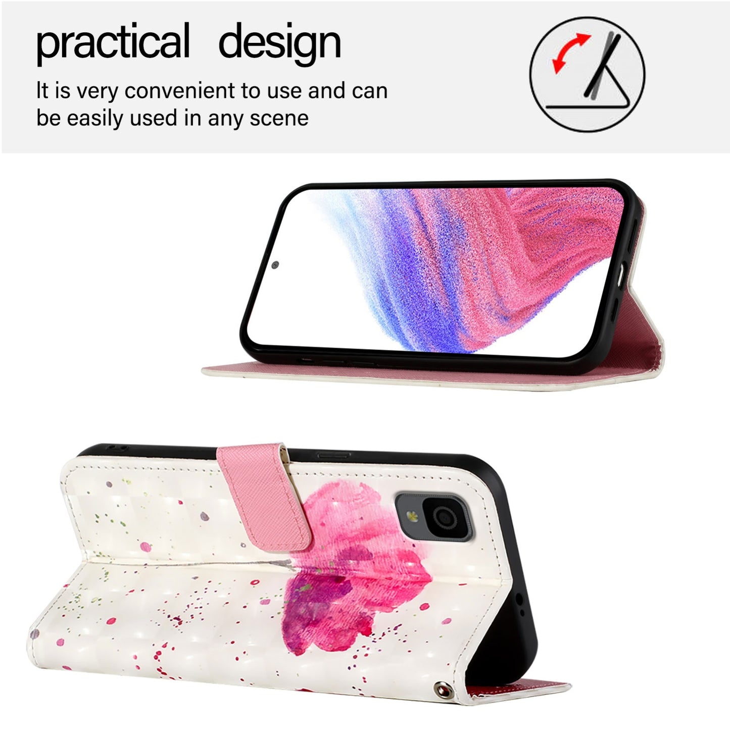 TCL 30 Z T602DL Leather Flip Phone Case with 3D Painted Design, Card Holder, Wallet & Stand Function - Durable Protection & Easy Access