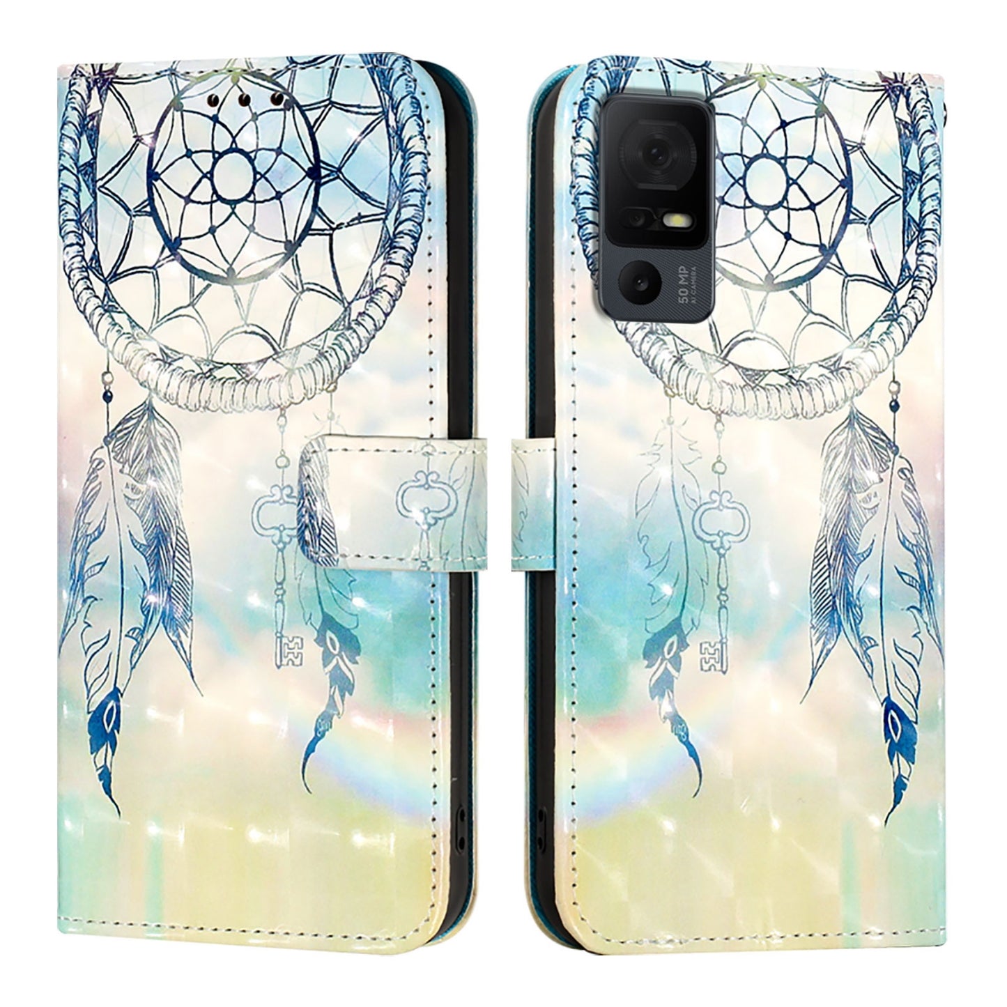 TCL 40 T T608DL Leather Flip Phone Case with 3D Painted Design, Card Holder, Wallet & Stand Function - Durable Protection & Easy Access