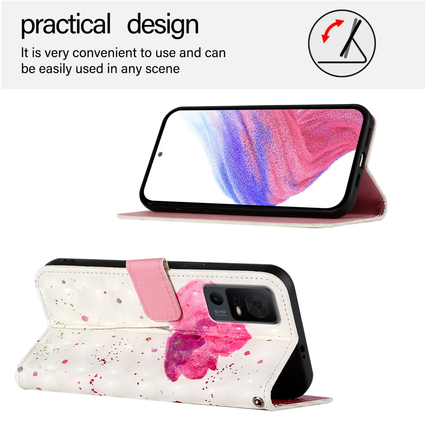 TCL 40 XL Leather Flip Phone Case with 3D Painted Design, Card Holder, Wallet & Stand Function - Durable Protection & Easy Access