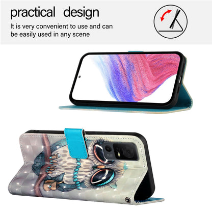 TCL 40 T T608DL Leather Flip Phone Case with 3D Painted Design, Card Holder, Wallet & Stand Function - Durable Protection & Easy Access