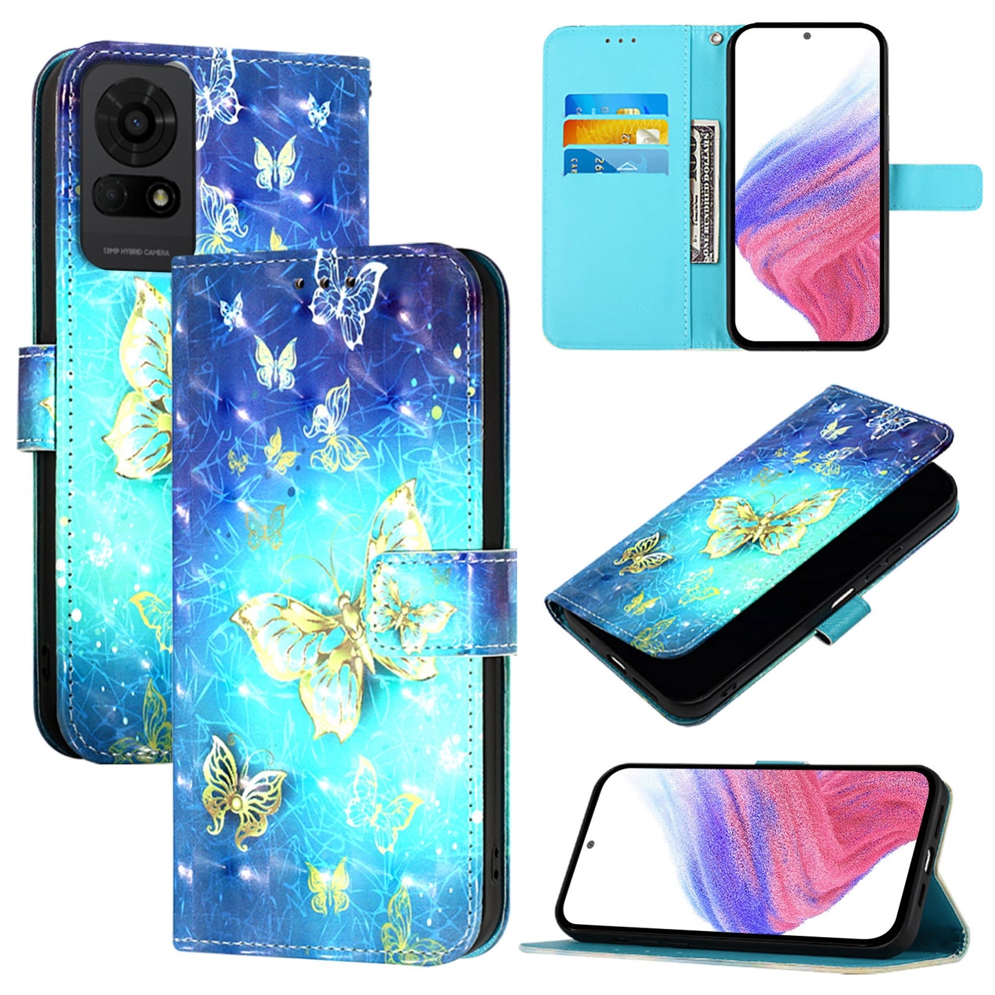 TCL 50 LE 5G Leather Flip Phone Case with 3D Painted Design, Card Holder, Wallet & Stand Function - Durable Protection & Easy Access