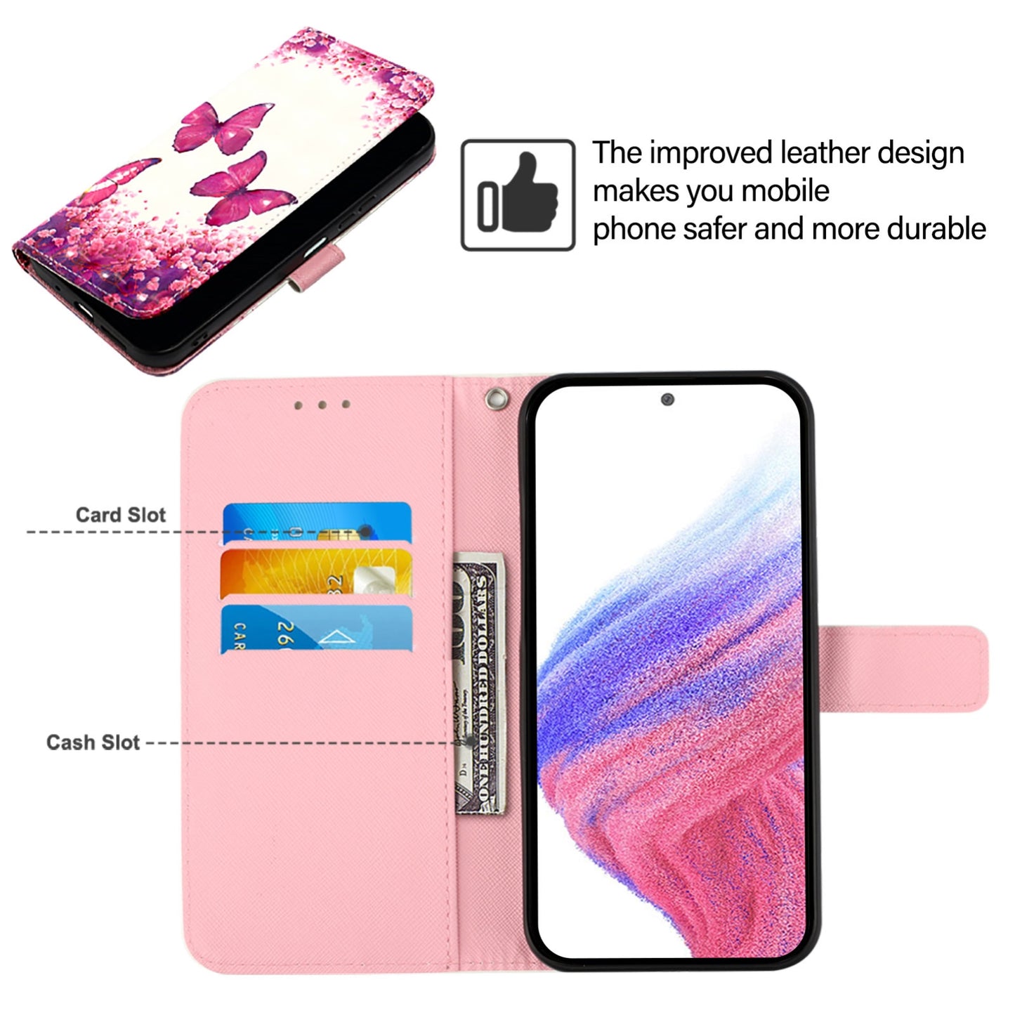TCL 50 LE 5G Leather Flip Phone Case with 3D Painted Design, Card Holder, Wallet & Stand Function - Durable Protection & Easy Access