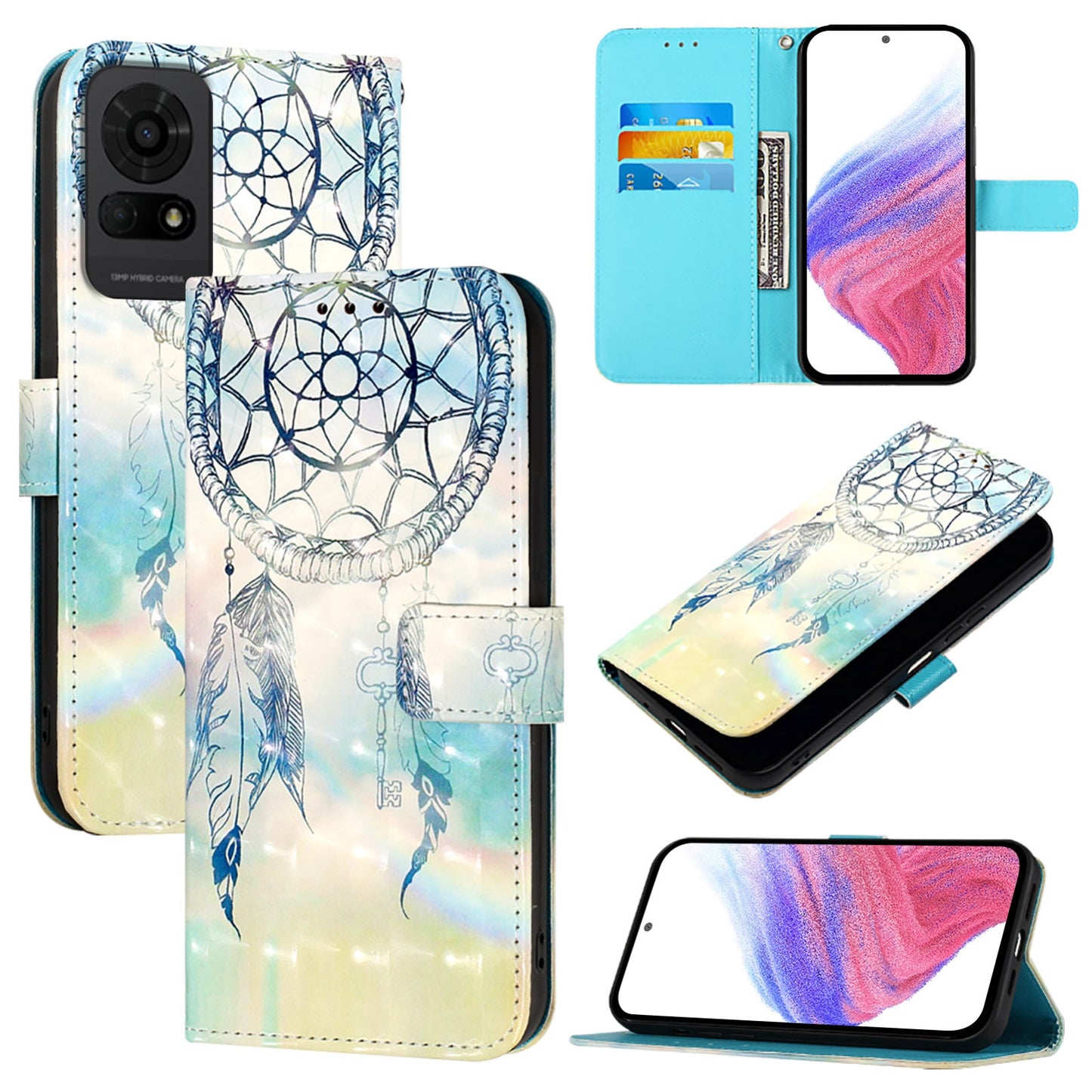TCL 50 LE 5G Leather Flip Phone Case with 3D Painted Design, Card Holder, Wallet & Stand Function - Durable Protection & Easy Access