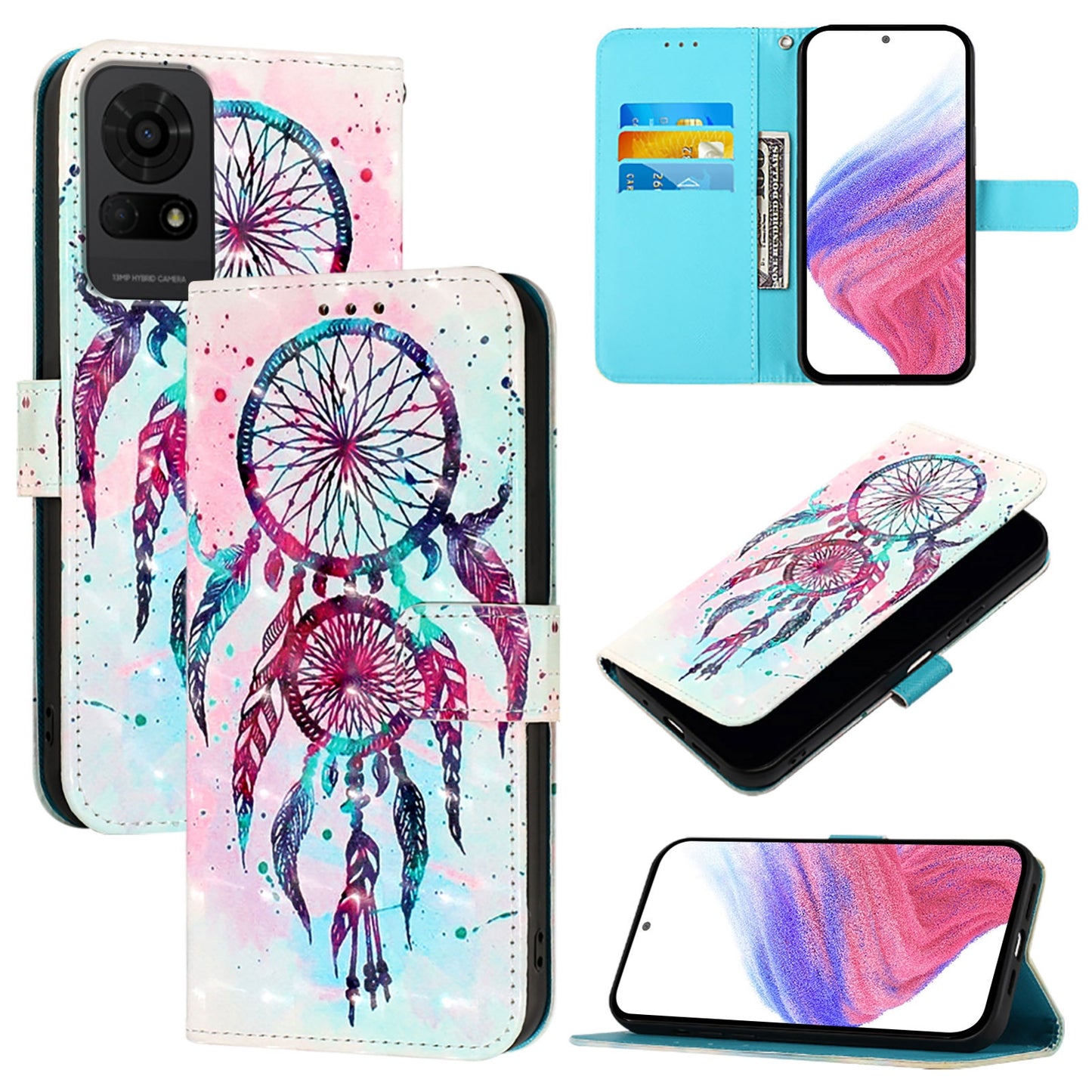 TCL 50 LE 5G Leather Flip Phone Case with 3D Painted Design, Card Holder, Wallet & Stand Function - Durable Protection & Easy Access