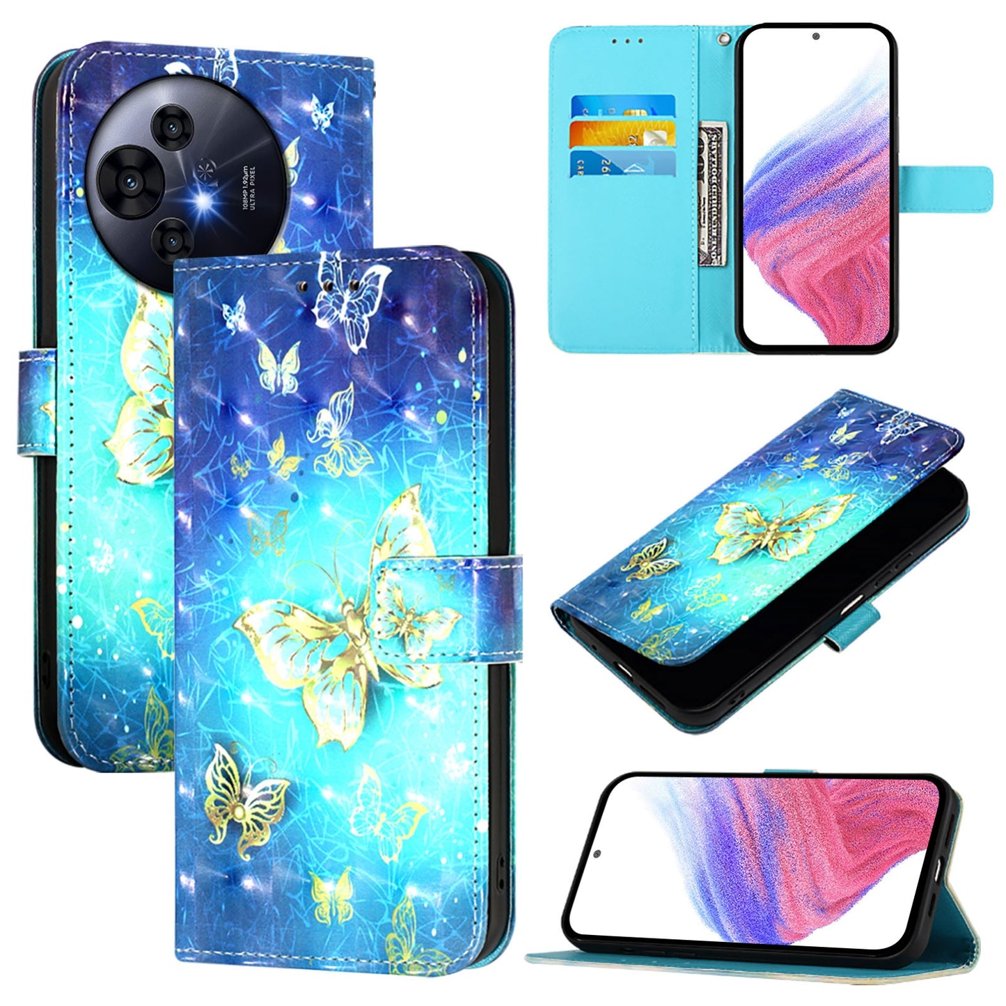 TCL 50 Pro NxtPaper Leather Flip Phone Case with 3D Painted Design, Card Holder, Wallet & Stand Function - Durable Protection & Easy Access