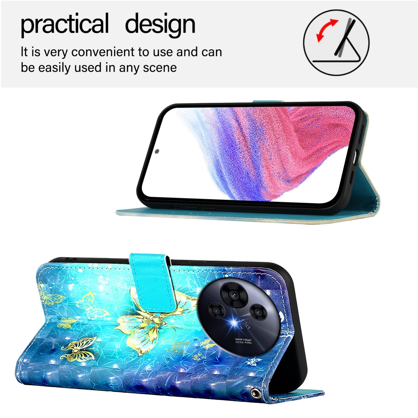 TCL 50 Pro NxtPaper Leather Flip Phone Case with 3D Painted Design, Card Holder, Wallet & Stand Function - Durable Protection & Easy Access