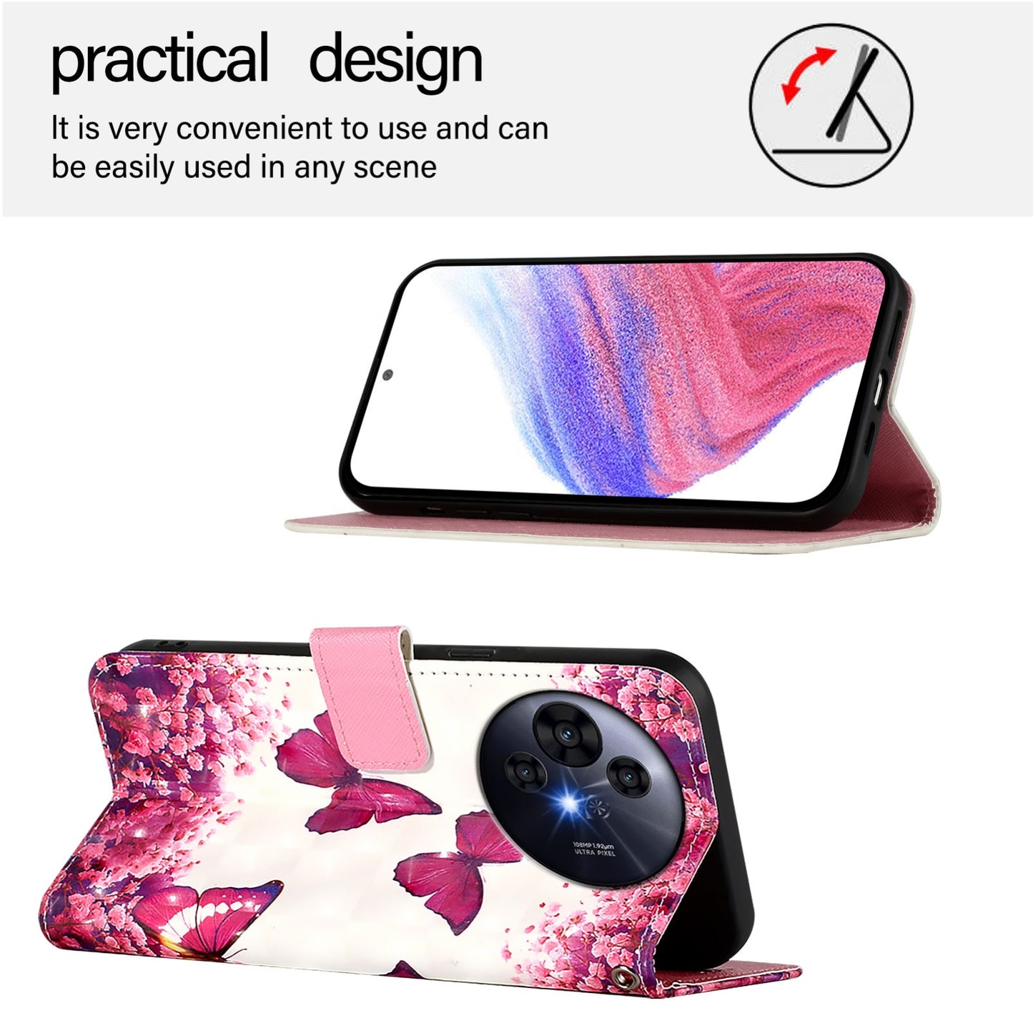 TCL 50 Pro NxtPaper Leather Flip Phone Case with 3D Painted Design, Card Holder, Wallet & Stand Function - Durable Protection & Easy Access