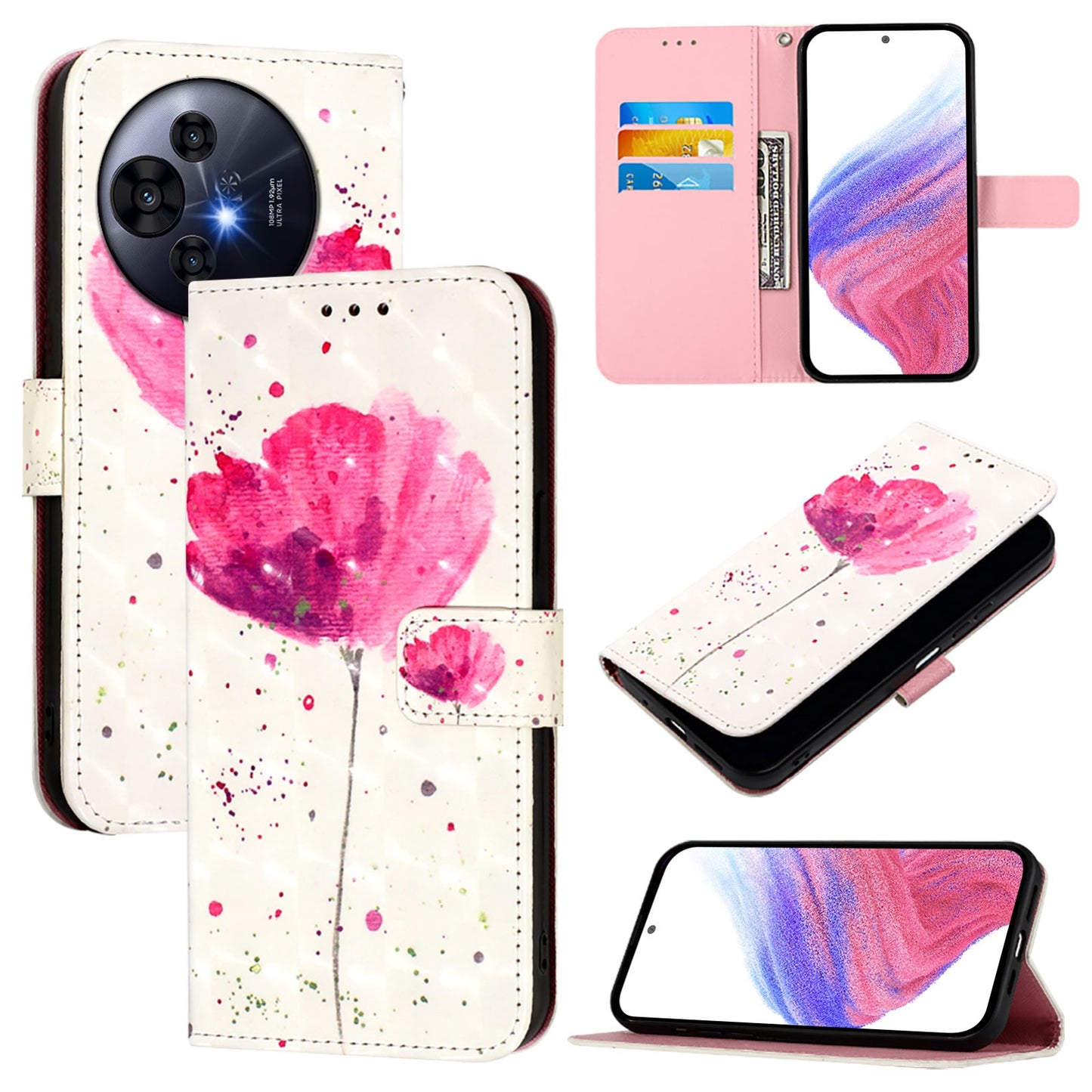 TCL 50 Pro NxtPaper Leather Flip Phone Case with 3D Painted Design, Card Holder, Wallet & Stand Function - Durable Protection & Easy Access