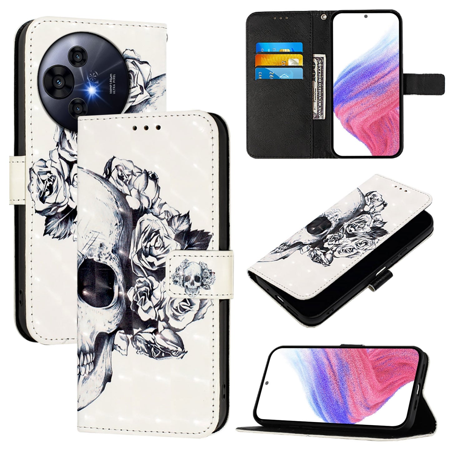 TCL 50 Pro NxtPaper Leather Flip Phone Case with 3D Painted Design, Card Holder, Wallet & Stand Function - Durable Protection & Easy Access