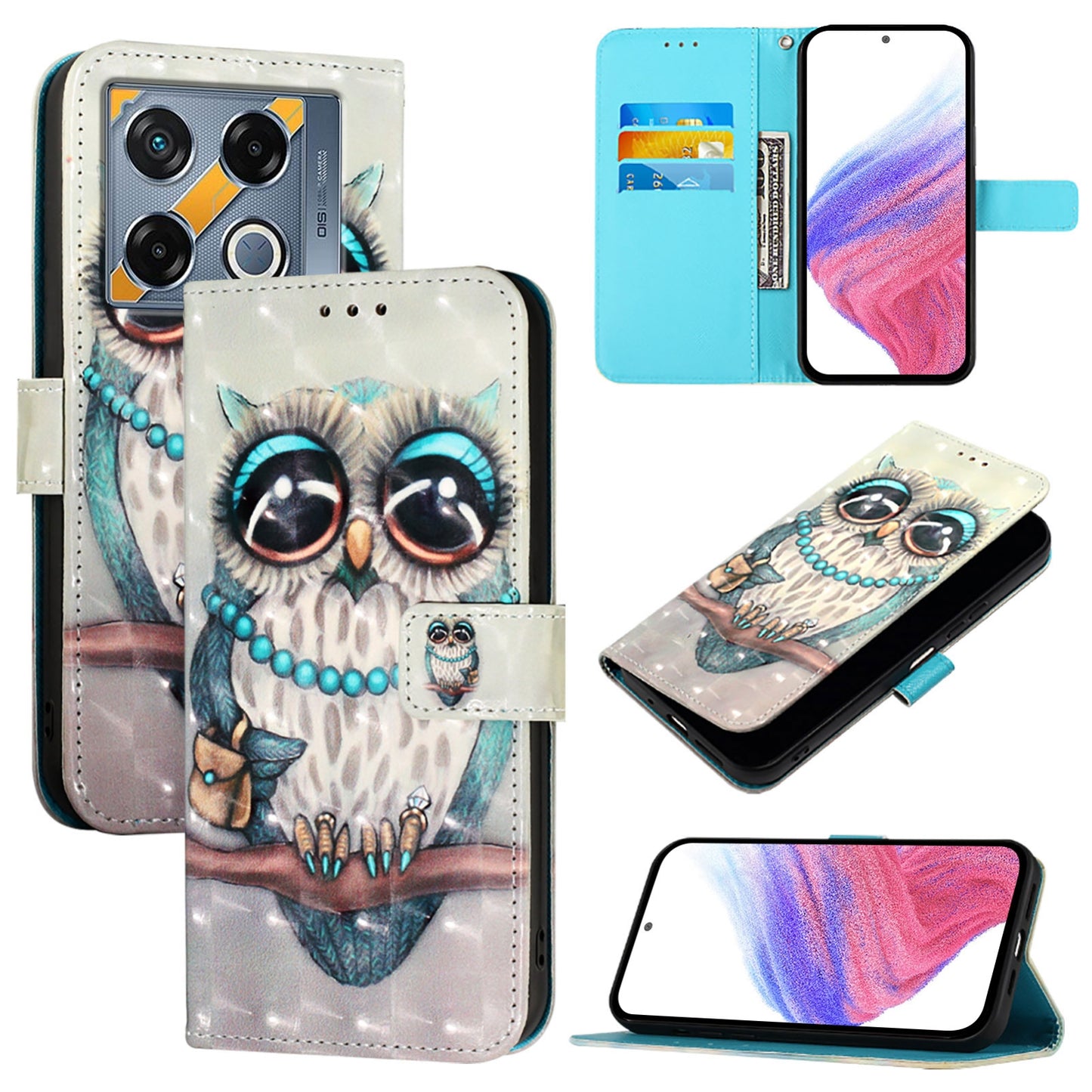 Infinix GT 20 Pro Leather Flip Phone Case with 3D Painted Design, Card Holder, Wallet & Stand Function - Durable Protection & Easy Access