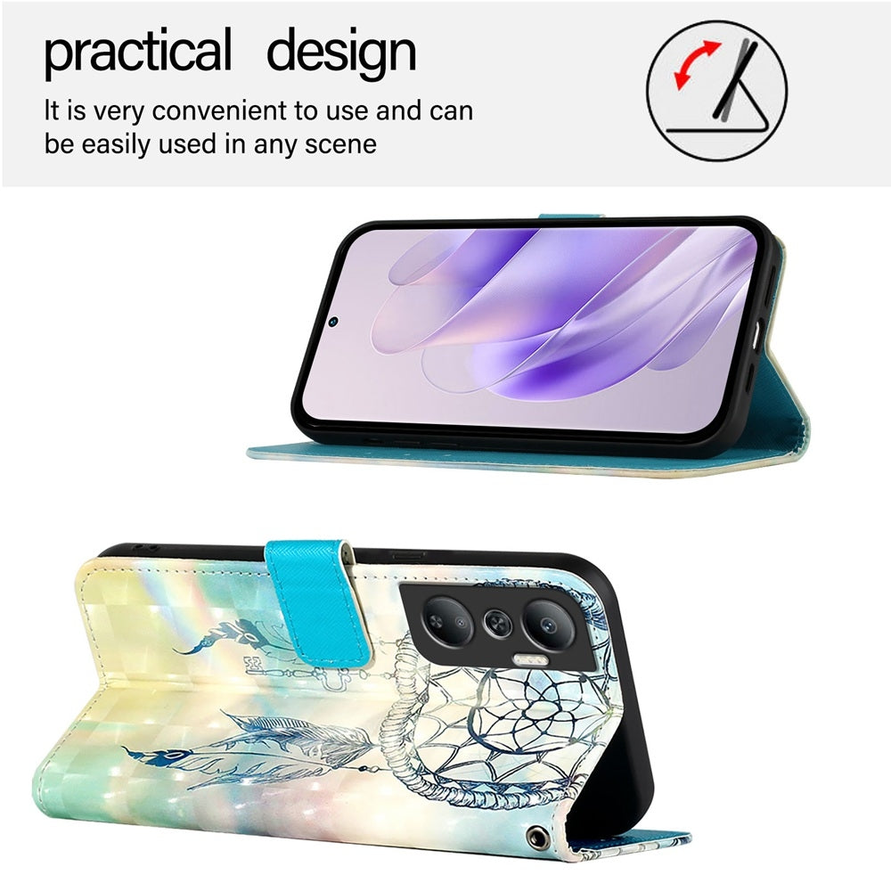 Infinix Hot 20 4G Leather Flip Phone Case with 3D Painted Design, Card Holder, Wallet & Stand Function - Durable Protection & Easy Access