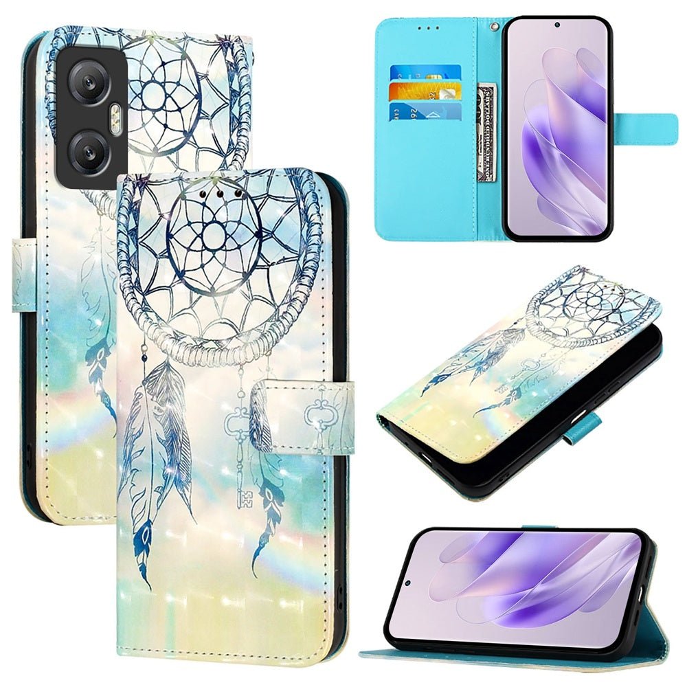 Infinix Hot 20 5G Leather Flip Phone Case with 3D Painted Design, Card Holder, Wallet & Stand Function - Durable Protection & Easy Access