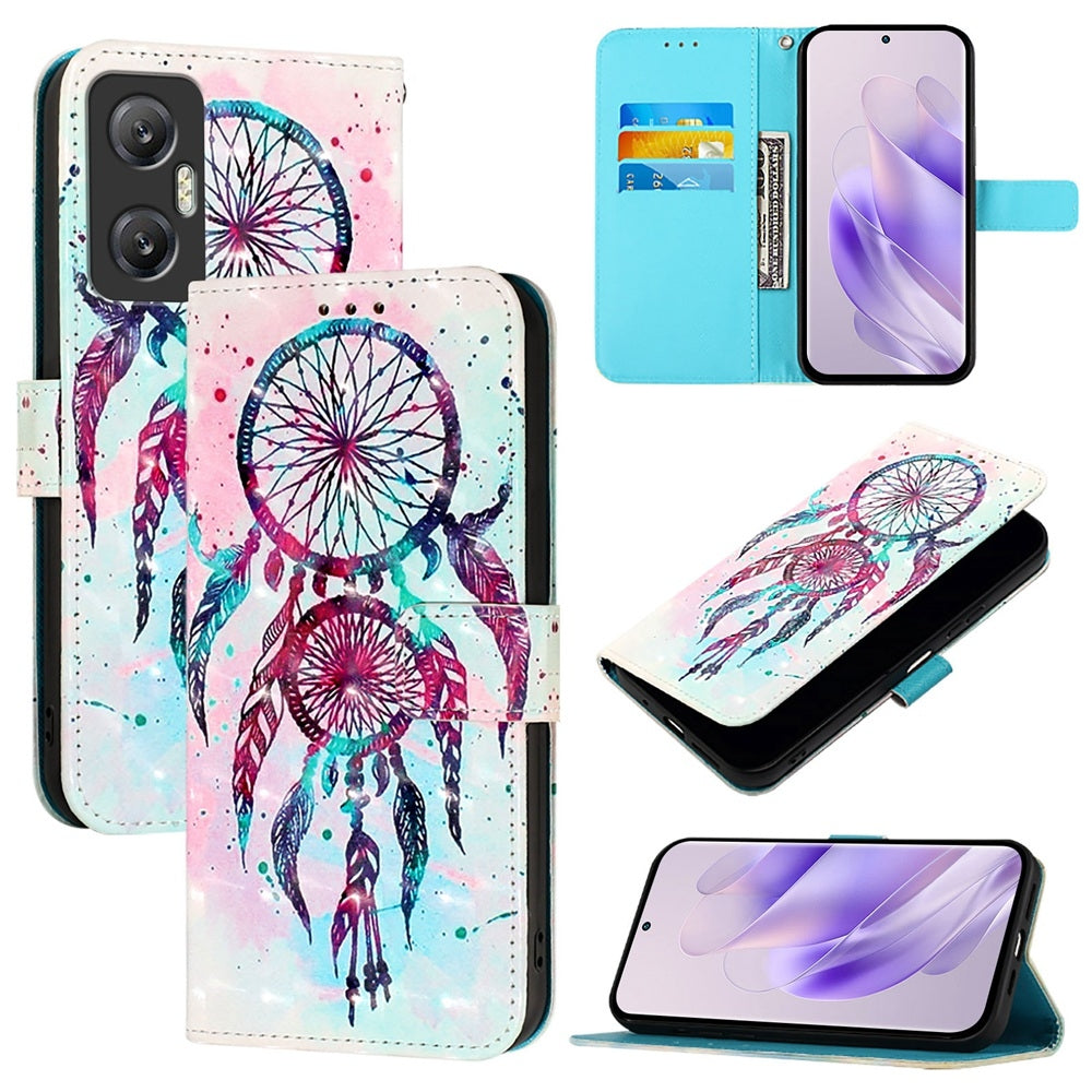 Infinix Hot 20 5G Leather Flip Phone Case with 3D Painted Design, Card Holder, Wallet & Stand Function - Durable Protection & Easy Access