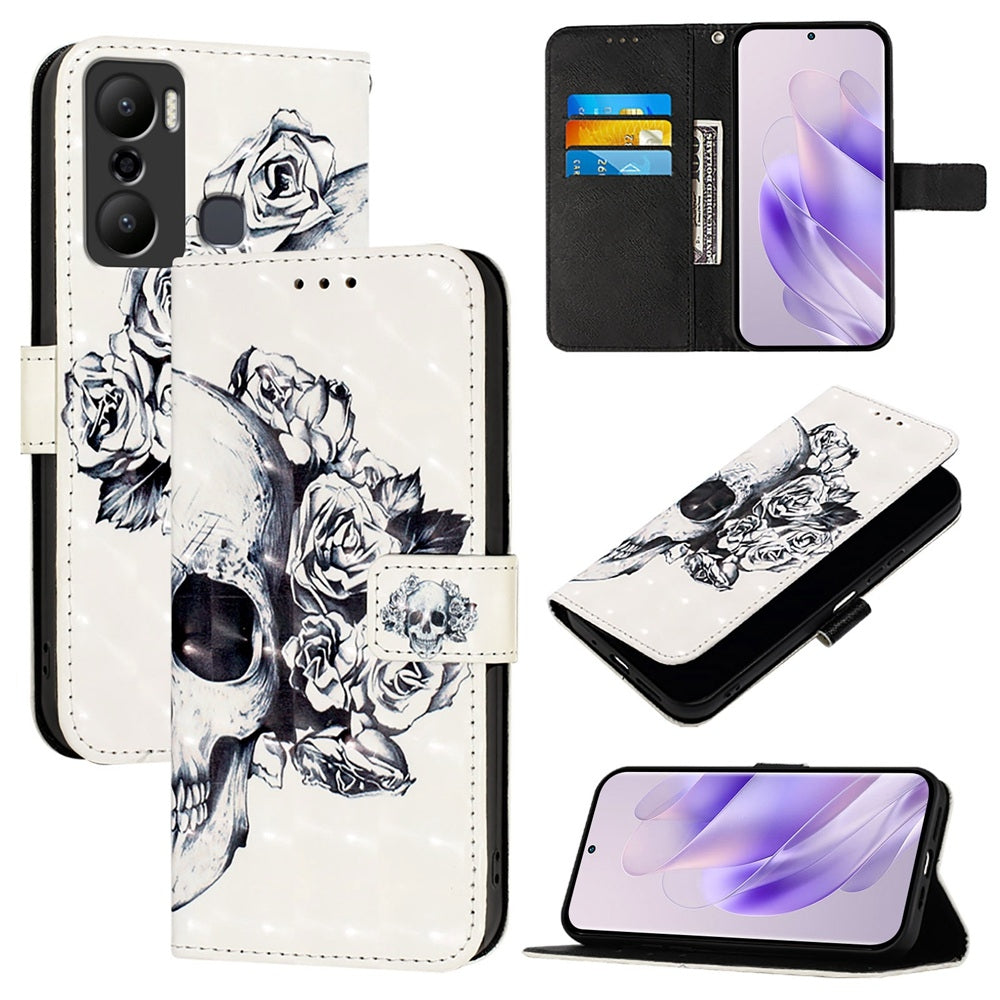 Infinix Hot 20 Play Leather Flip Phone Case with 3D Painted Design, Card Holder, Wallet & Stand Function - Durable Protection & Easy Access
