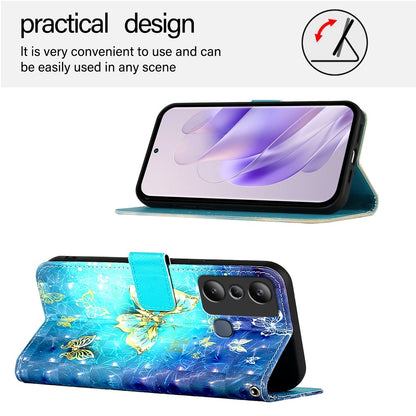 Infinix Hot 20i Leather Flip Phone Case with 3D Painted Design, Card Holder, Wallet & Stand Function - Durable Protection & Easy Access