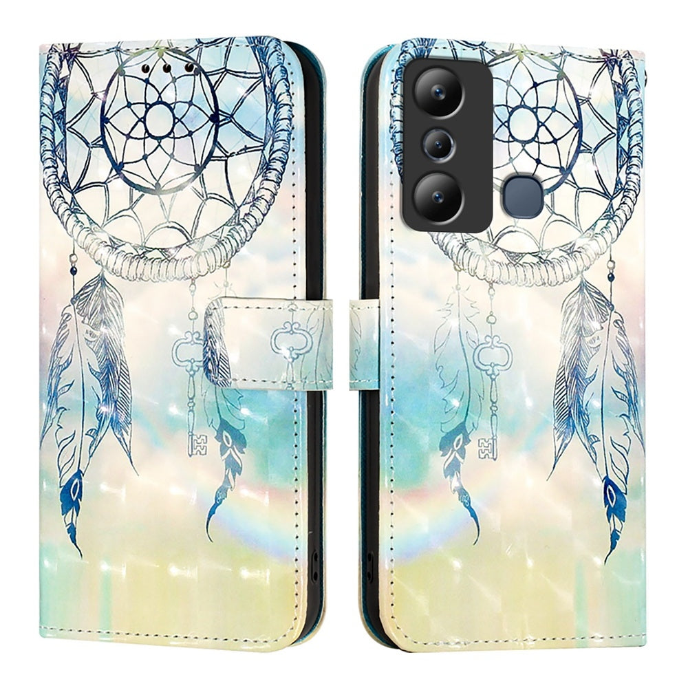 Infinix Hot 20i Leather Flip Phone Case with 3D Painted Design, Card Holder, Wallet & Stand Function - Durable Protection & Easy Access