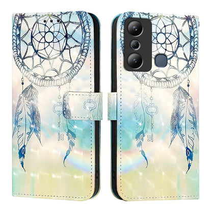 Infinix Hot 20i Leather Flip Phone Case with 3D Painted Design, Card Holder, Wallet & Stand Function - Durable Protection & Easy Access