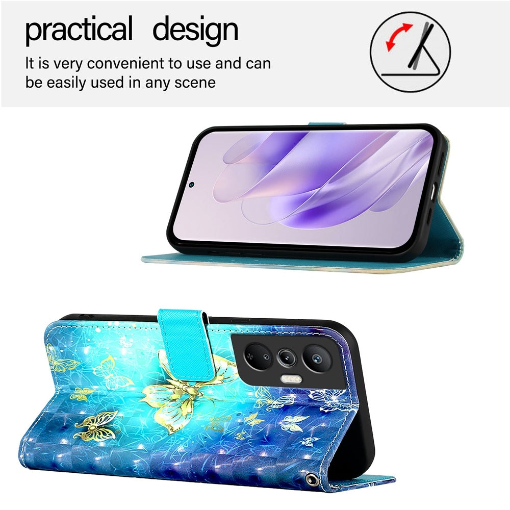 Infinix Hot 20 Pro Leather Flip Phone Case with 3D Painted Design, Card Holder, Wallet & Stand Function - Durable Protection & Easy Access