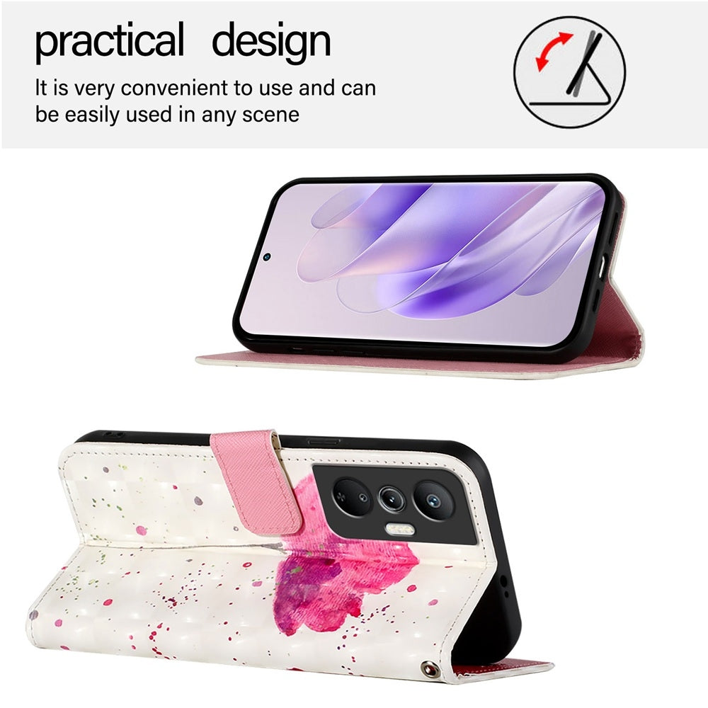 Infinix Hot 20 Pro Leather Flip Phone Case with 3D Painted Design, Card Holder, Wallet & Stand Function - Durable Protection & Easy Access