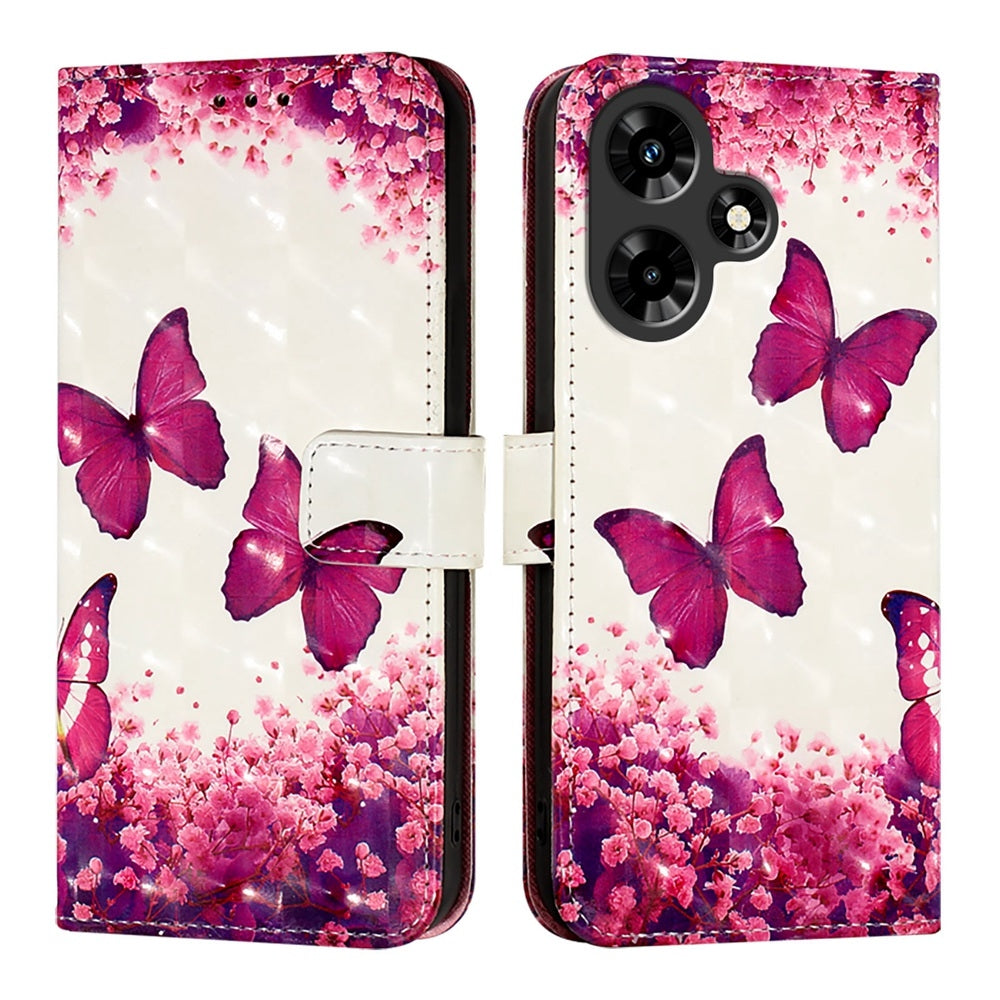 Infinix Hot 30 4G Leather Flip Phone Case with 3D Painted Design, Card Holder, Wallet & Stand Function - Durable Protection & Easy Access