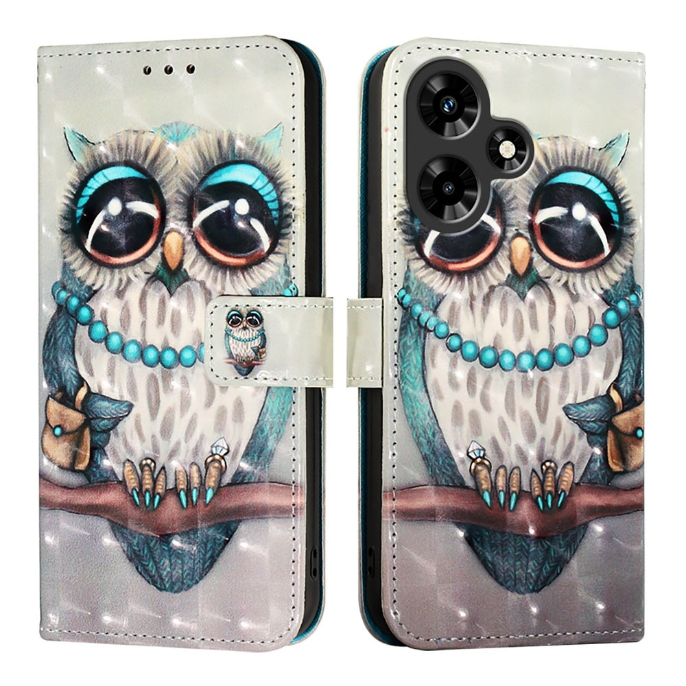 Infinix Hot 30 4G Leather Flip Phone Case with 3D Painted Design, Card Holder, Wallet & Stand Function - Durable Protection & Easy Access