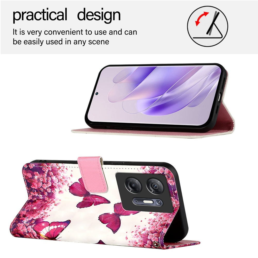 Infinix Hot 30 5G Leather Flip Phone Case with 3D Painted Design, Card Holder, Wallet & Stand Function - Durable Protection & Easy Access