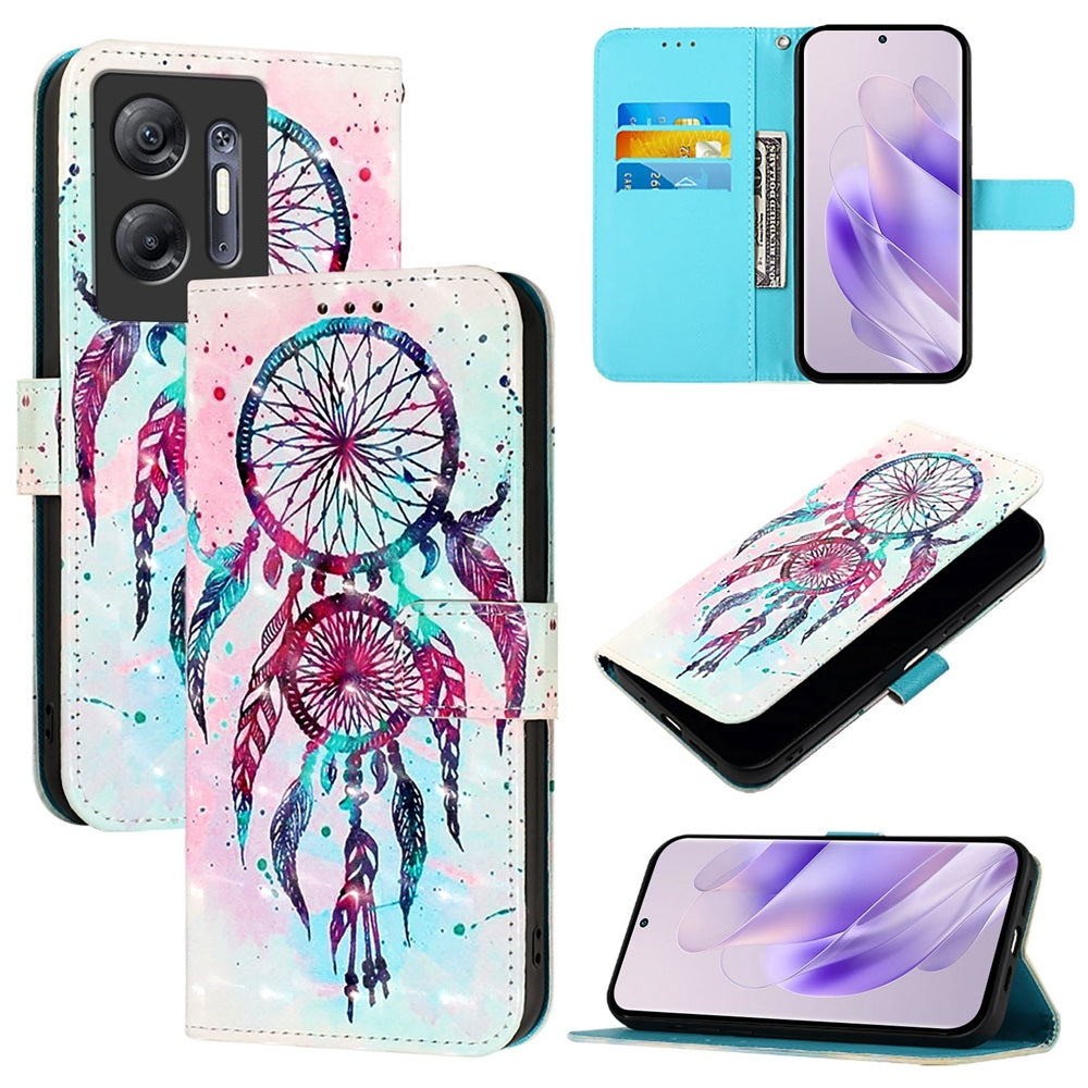 Infinix Hot 30 5G Leather Flip Phone Case with 3D Painted Design, Card Holder, Wallet & Stand Function - Durable Protection & Easy Access