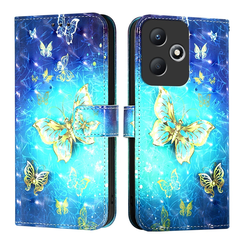 Infinix Hot 30 Play Leather Flip Phone Case with 3D Painted Design, Card Holder, Wallet & Stand Function - Durable Protection & Easy Access