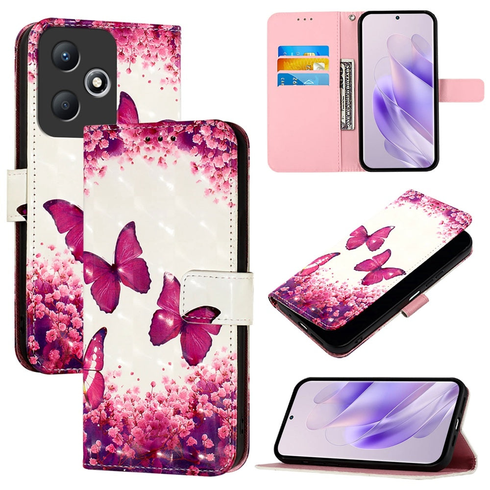 Infinix Hot 30 Play Leather Flip Phone Case with 3D Painted Design, Card Holder, Wallet & Stand Function - Durable Protection & Easy Access