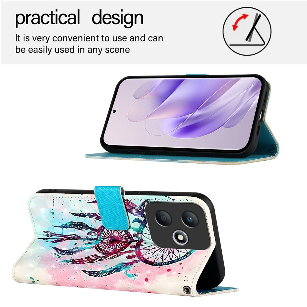 Infinix Hot 30 Play NFC Leather Flip Phone Case with 3D Painted Design, Card Holder, Wallet & Stand Function - Durable Protection & Easy Access