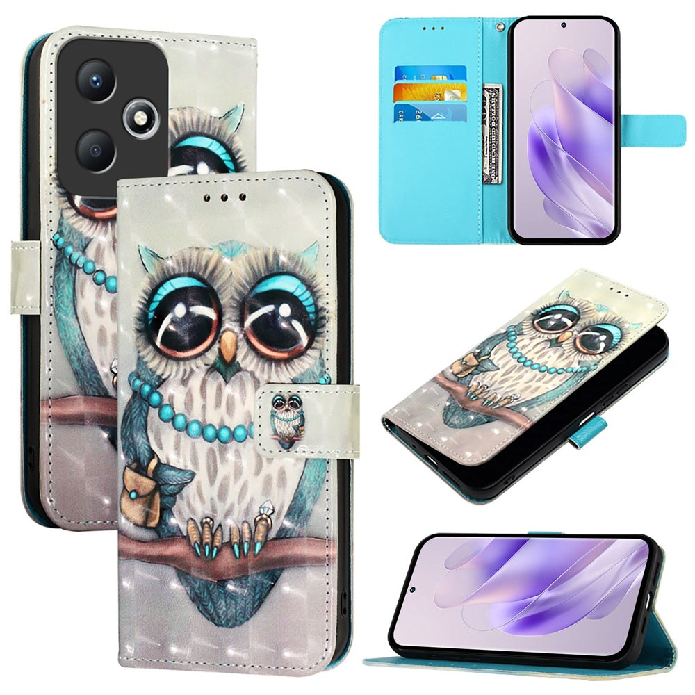 Infinix Hot 30 Play Leather Flip Phone Case with 3D Painted Design, Card Holder, Wallet & Stand Function - Durable Protection & Easy Access