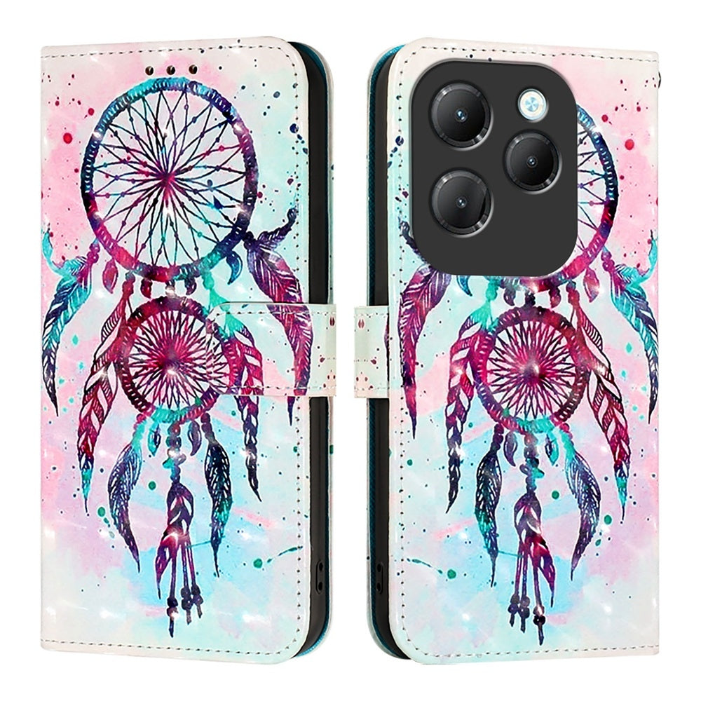 Infinix Hot 40 Leather Flip Phone Case with 3D Painted Design, Card Holder, Wallet & Stand Function - Durable Protection & Easy Access