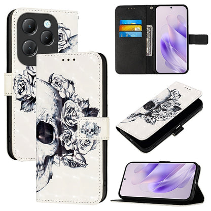Infinix Hot 40 Leather Flip Phone Case with 3D Painted Design, Card Holder, Wallet & Stand Function - Durable Protection & Easy Access