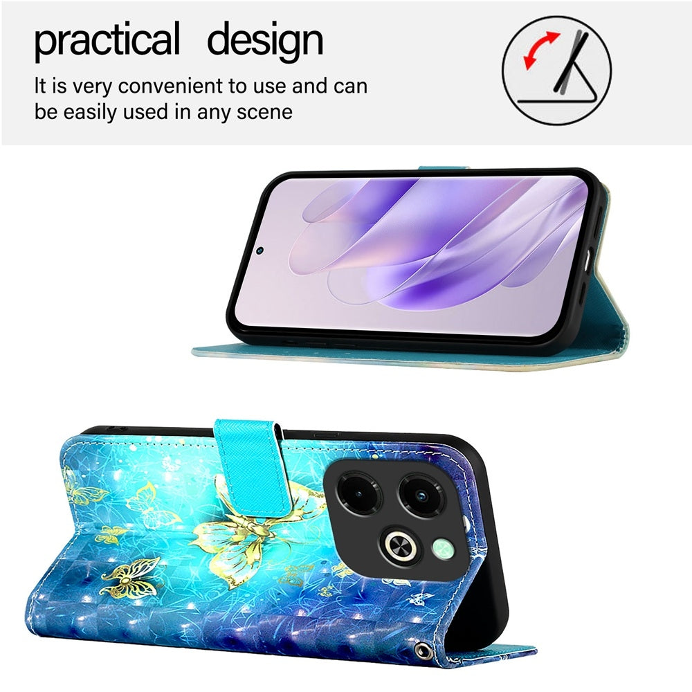 Infinix Hot 40i Leather Flip Phone Case with 3D Painted Design, Card Holder, Wallet & Stand Function - Durable Protection & Easy Access