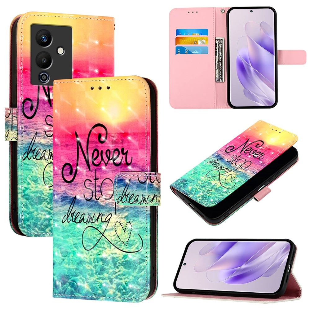 Infinix Note 12 Pro 5G Leather Flip Phone Case with 3D Painted Design, Card Holder, Wallet & Stand Function - Durable Protection & Easy Access