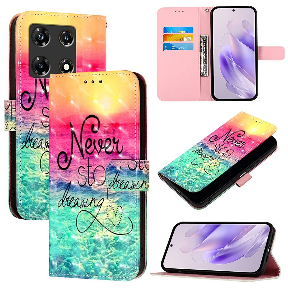Infinix Note 30 5G Leather Flip Phone Case with 3D Painted Design, Card Holder, Wallet & Stand Function - Durable Protection & Easy Access