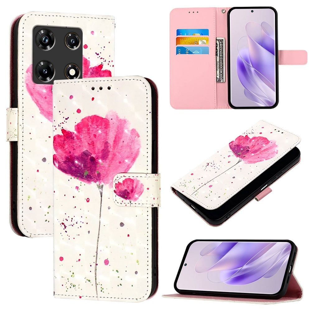 Infinix Note 30 Pro Leather Flip Phone Case with 3D Painted Design, Card Holder, Wallet & Stand Function - Durable Protection & Easy Access