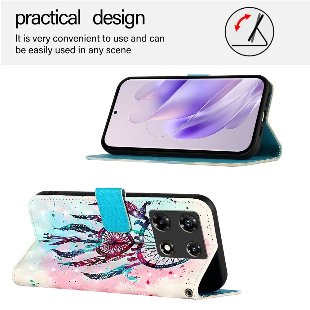 Infinix Note 30 5G Leather Flip Phone Case with 3D Painted Design, Card Holder, Wallet & Stand Function - Durable Protection & Easy Access