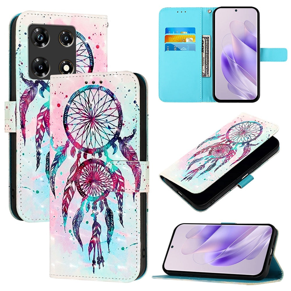 Infinix Note 30 Pro Leather Flip Phone Case with 3D Painted Design, Card Holder, Wallet & Stand Function - Durable Protection & Easy Access
