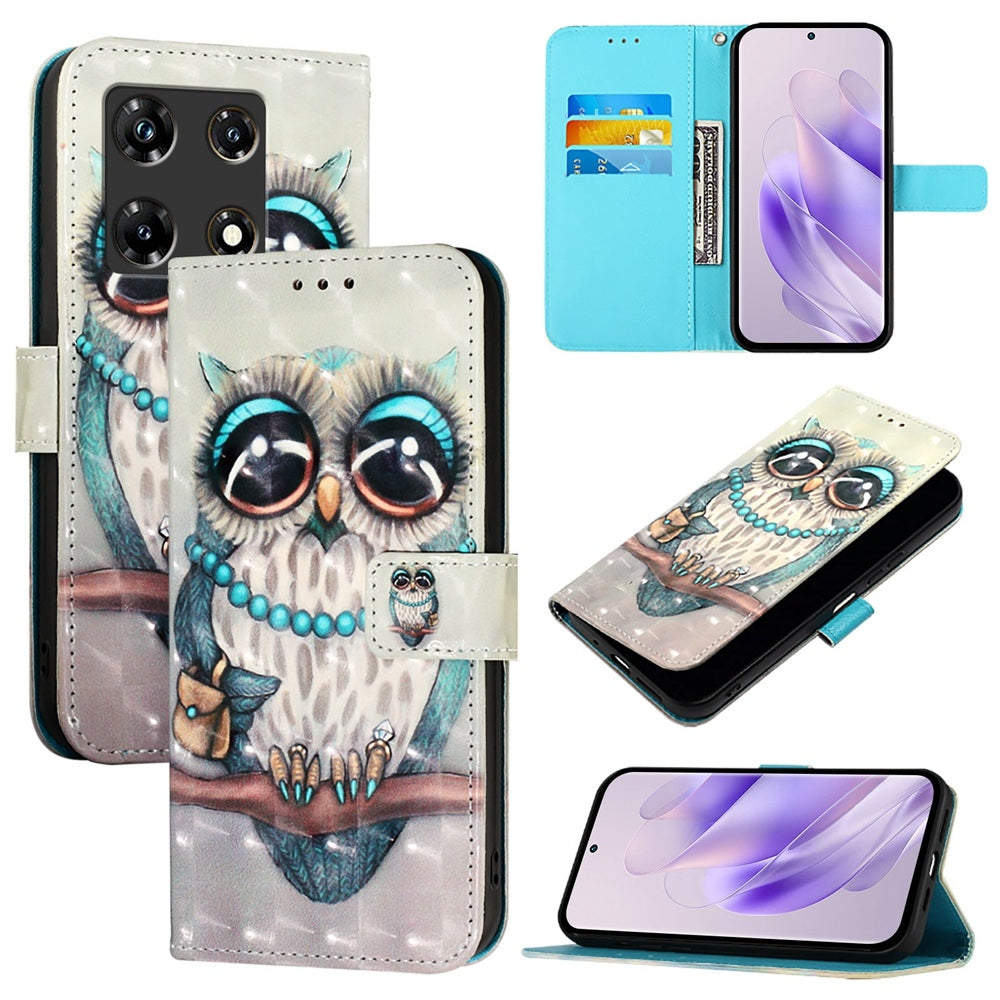 Infinix Note 30 Pro Leather Flip Phone Case with 3D Painted Design, Card Holder, Wallet & Stand Function - Durable Protection & Easy Access