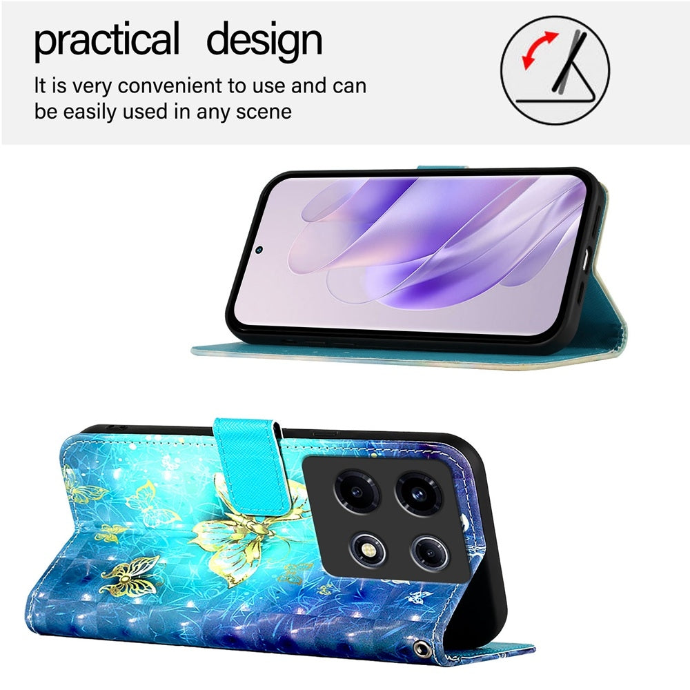 Infinix Note 30 VIP Leather Flip Phone Case with 3D Painted Design, Card Holder, Wallet & Stand Function - Durable Protection & Easy Access