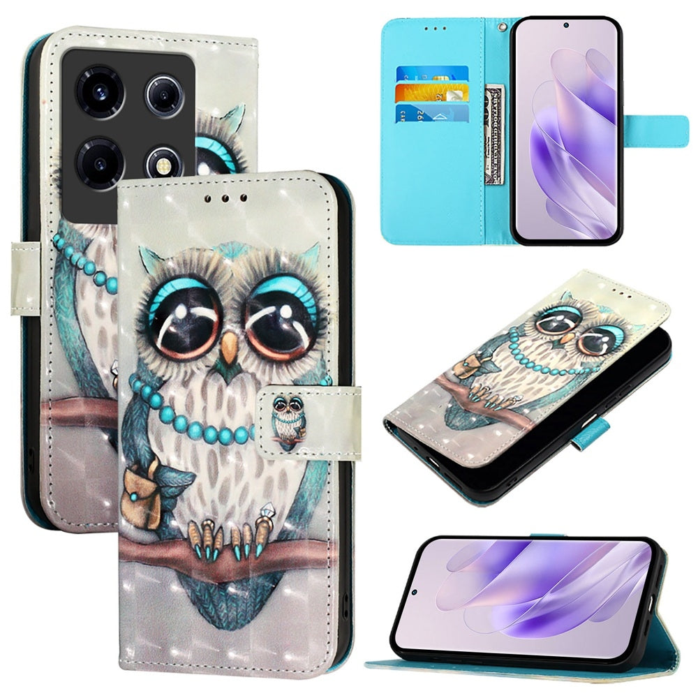 Infinix Note 30 VIP Leather Flip Phone Case with 3D Painted Design, Card Holder, Wallet & Stand Function - Durable Protection & Easy Access