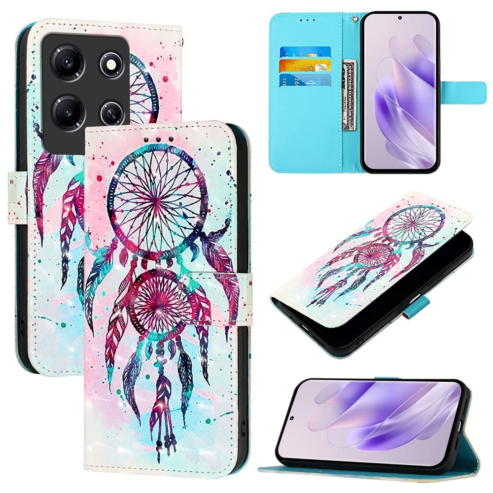 Infinix Note 30i Leather Flip Phone Case with 3D Painted Design, Card Holder, Wallet & Stand Function - Durable Protection & Easy Access