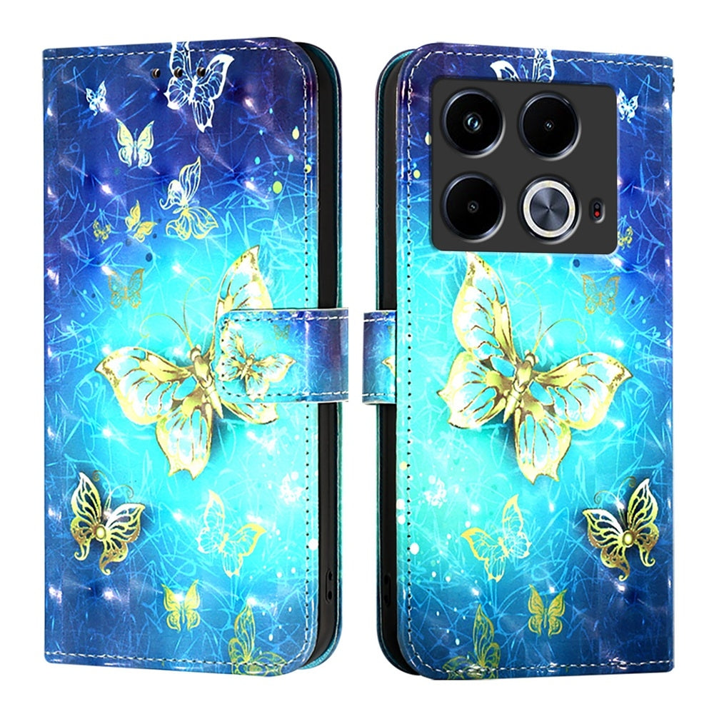 Infinix Note 40 Leather Flip Phone Case with 3D Painted Design, Card Holder, Wallet & Stand Function - Durable Protection & Easy Access