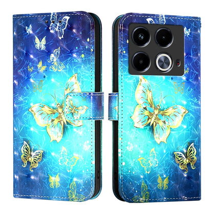 Infinix Note 40 Leather Flip Phone Case with 3D Painted Design, Card Holder, Wallet & Stand Function - Durable Protection & Easy Access