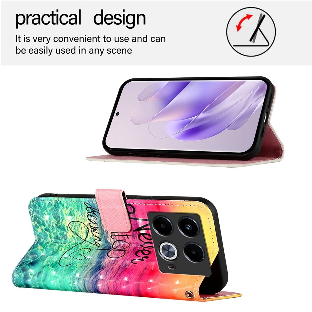 Infinix Note 40 Leather Flip Phone Case with 3D Painted Design, Card Holder, Wallet & Stand Function - Durable Protection & Easy Access